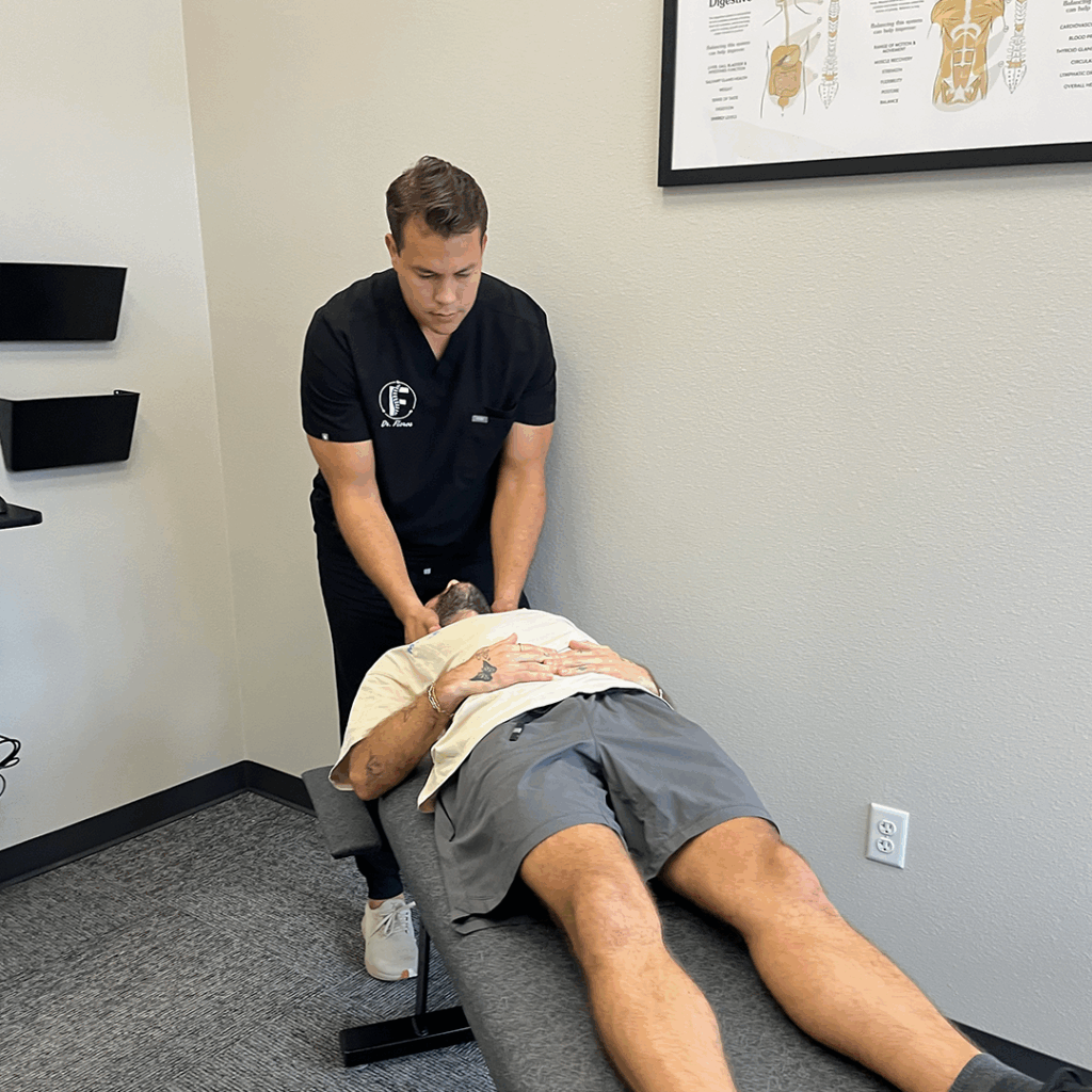 Dr. Ricardo Flores attend patients neck pain treatment